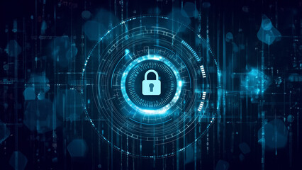 Obraz premium Ein Symbol für Datensicherheit in der Mitte des Bildes, Konzept WEB 3.0