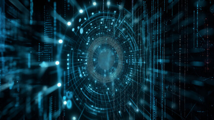 Obraz premium Ein Symbol für Datensicherheit in der Mitte des Bildes, Konzept WEB 3.0