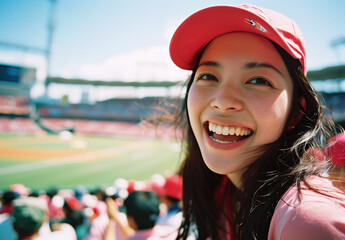 A passionate female baseball fan