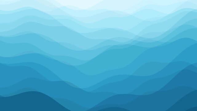 Blue gently rippling fresh water, abstract stripes, ocean, sea, river, lake background. with gradual color shades. Slow flow motions, vector animation.