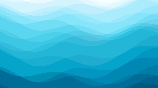 Blue gently rippling fresh water, abstract stripes, ocean, sea, river, lake background. with gradual color shades. Slow flow motions, vector animation.