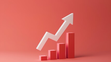 Increasing income, economic growth chart, direction arrow up, growth business success, progress way and forward. Growing business concept. 3d minimal render illustration. 