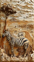Beautiful animal 3d relief wallpaper. Mural wallpaper. Wall art. AI generated illustration