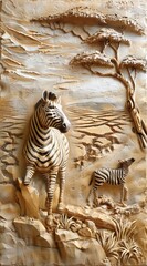 Beautiful animal 3d relief wallpaper. Mural wallpaper. Wall art. AI generated illustration