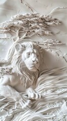 Beautiful animal 3d relief wallpaper. Mural wallpaper. Wall art. AI generated illustration