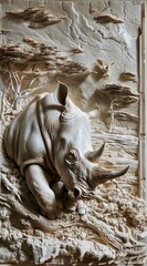 Beautiful animal 3d relief wallpaper. Mural wallpaper. Wall art. AI generated illustration