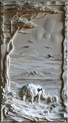 Beautiful animal 3d relief wallpaper. Mural wallpaper. Wall art. AI generated illustration