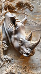 Beautiful animal 3d relief wallpaper. Mural wallpaper. Wall art. AI generated illustration