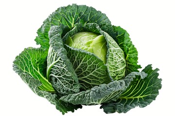 Obraz premium Fresh green cabbage on a white background