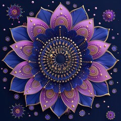 Psychedelic floral design with vibrant, swirling patterns and holographic elements, set against a dark background, creating a trippy effect, Psychedelic, Digital Art, High Detail