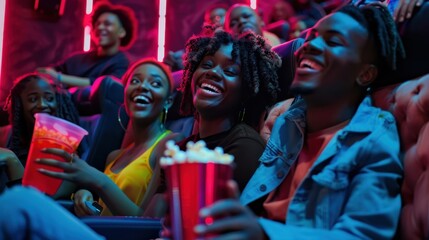 Fototapeta premium Friends Enjoying Movie Night