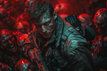 Obraz premium Image of scary apocalypse night disaster nuclear war generative Ai
