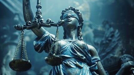 Fototapeta premium Lady Justice statue in atmospheric light