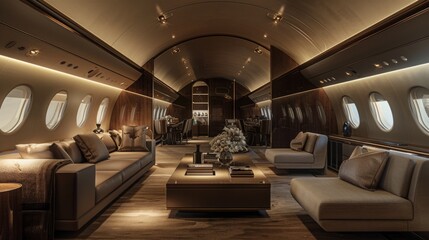 Fototapeta premium Luxurious Private Jet Interior