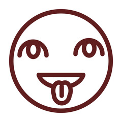 emoji Tongue Out Vector Line Maroon Icon Design