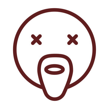 emoji french breard man Vector Line Maroon Icon Design