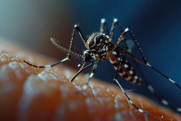 A mosquito bites a person on the wrist