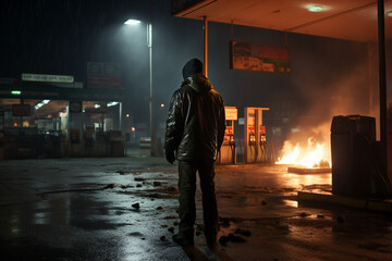 Modern gas station car fuel petrol stop charge made with Generative AI transport diesel shop cafe