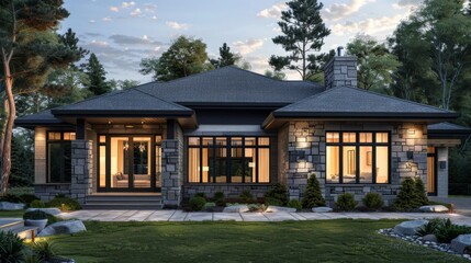 Rustic Modern Home at Dusk