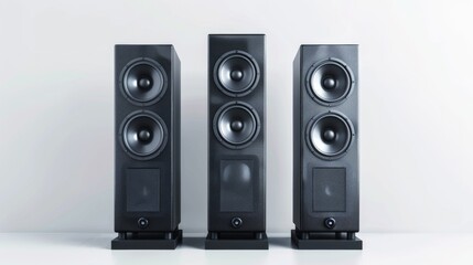 Three Black Tower Speakers in a Perfect Alignment