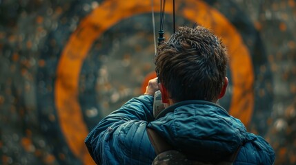 Archer Aiming Arrow at Target