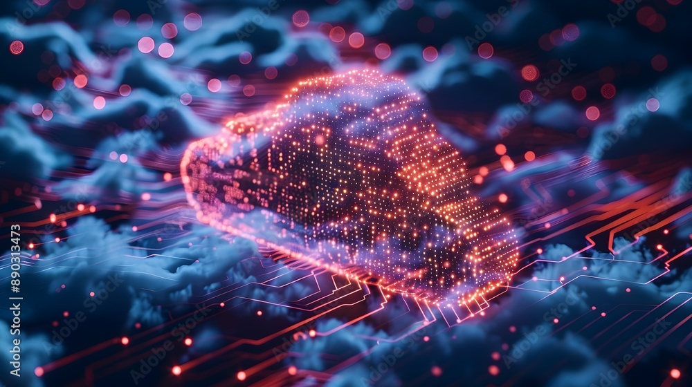 Poster abstract visualization of ai powered cloud computing system processing big data