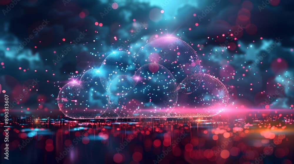 Aufkleber visually stunning ai powered cloud computing system processing big data with high tech aesthetics