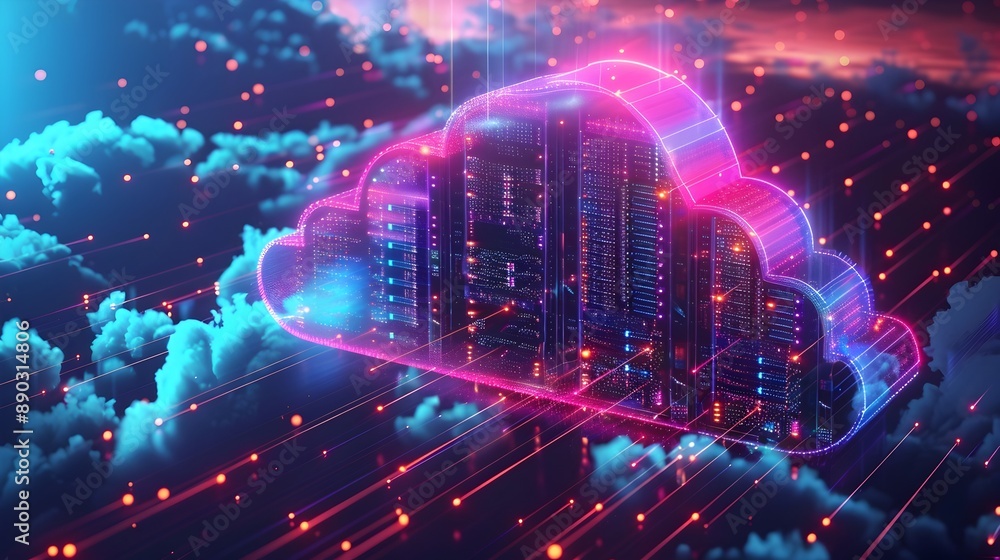 Poster cutting edge virtual cloud server farm with advanced cooling systems for efficient data processing a