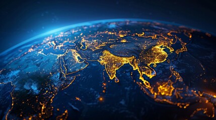Fototapeta premium Nighttime View of Earth from Space