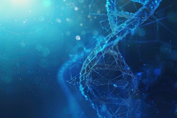 Concept Medical blue Banner with sun light, code of genetic human Spiral DNA polygonal