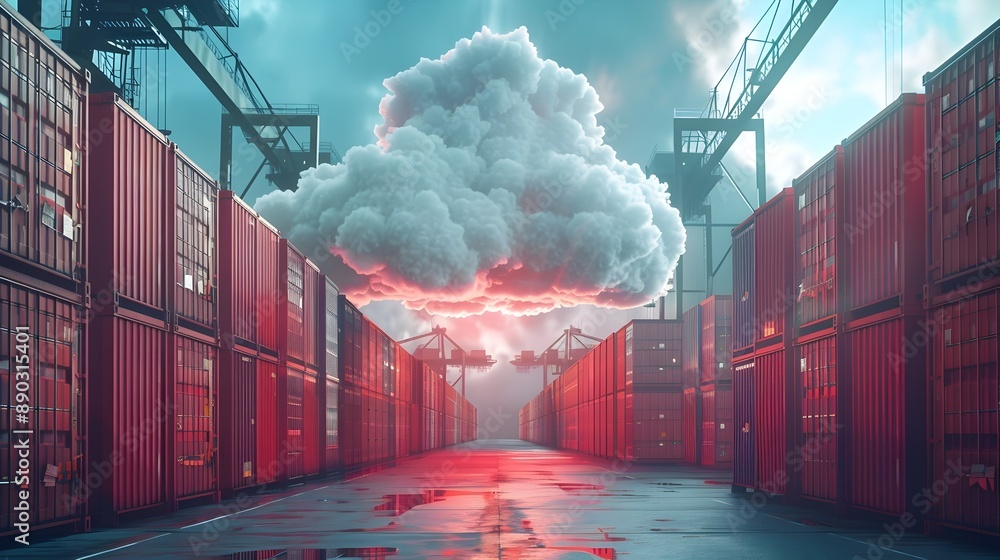 Poster cloud integrated logistics seamless data exchange and high tech warehouse automation enabling effici