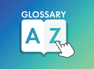 Glossary book icon in flat style. Guidebook encyclopedia vector illustration on isolated background. A-Z notebook sign business concept.