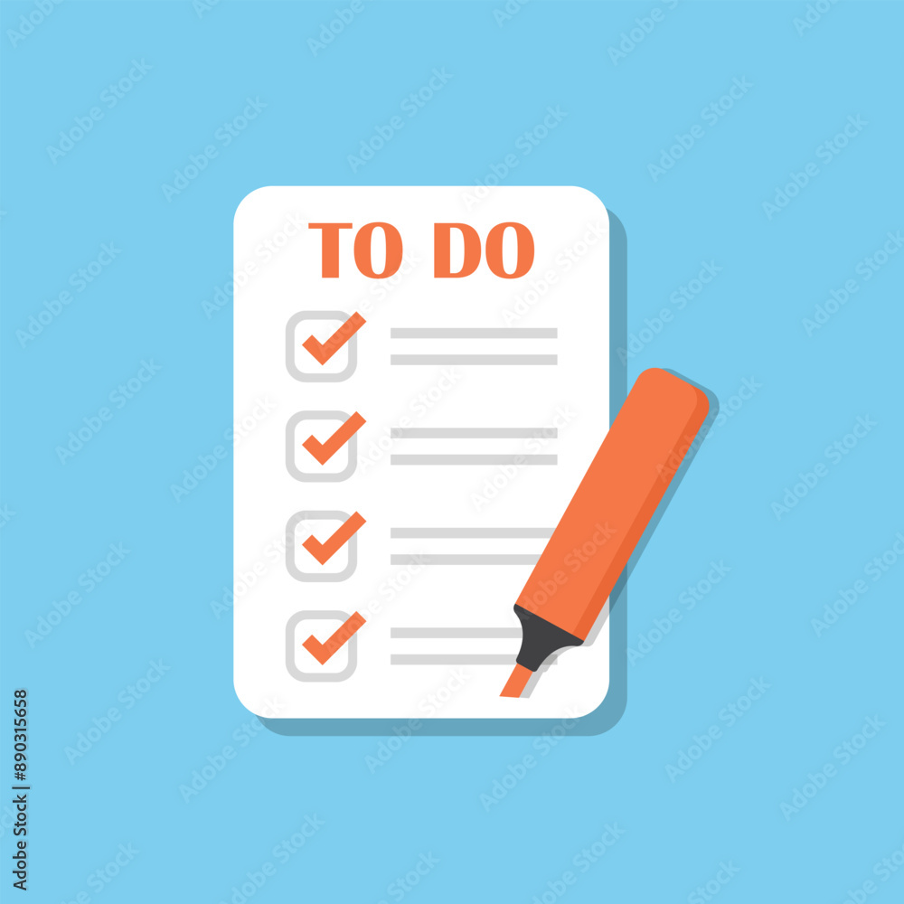 Poster to do list or planning icon in flat style. paper sheet with clipboard vector illustration on isolate