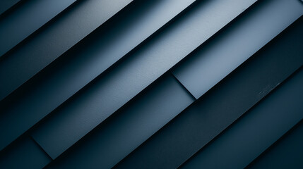 Obraz premium Modern minimalist abstract background featuring black lines and geometric shapes, dark blue gradient, sharp edges, light reflection on metal strips.