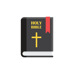 Fototapeta premium Holy bible icon in flat style. Christianity book vector illustration on isolated background. Religion sign business concept.