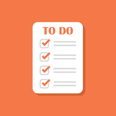 To do list or planning icon in flat style. Paper sheet with clipboard vector illustration on isolated background. Checkbox plan sign business concept.