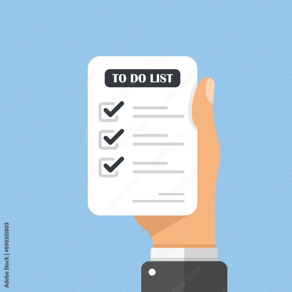 Poster to do list in hand icon in flat style. paper sheet with clipboard vector illustration on isolated ba