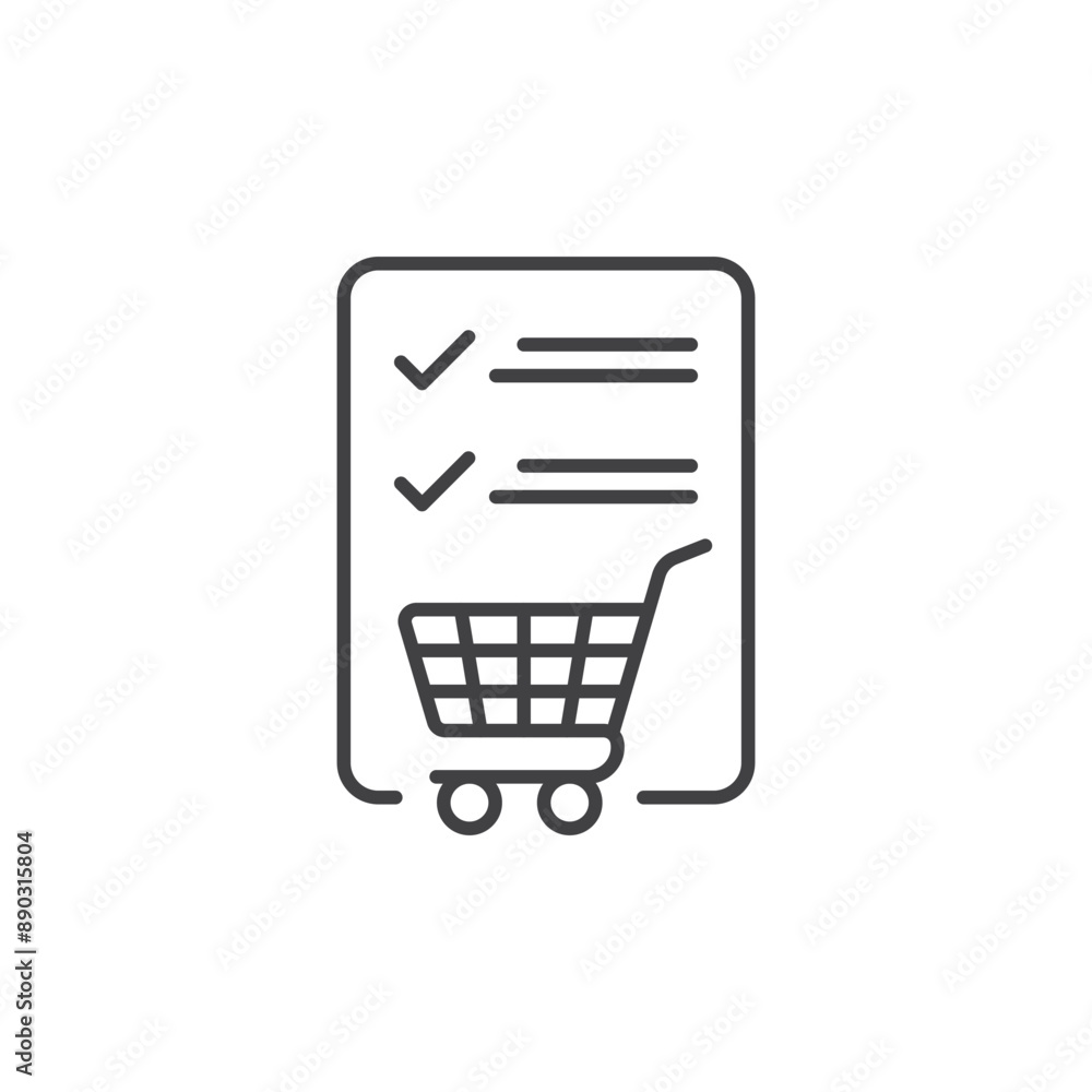 Poster shopping list icon in flat style. memo pages vector illustration on isolated background. daily plann