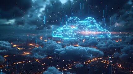 Futuristic Cloud Computing and Automation Concept Visual