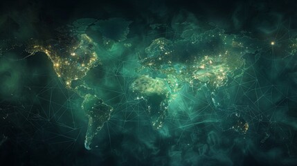 Fototapeta premium Digital World Map with Glowing Connections