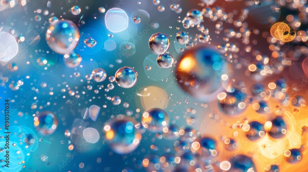 Poster abstract colorful bubbles with bokeh effect