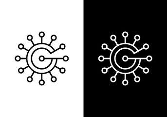 G letter logo design with dots, connection, technology, digital and health concept.