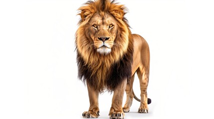 Obraz premium majestic lion stands proudly against white background