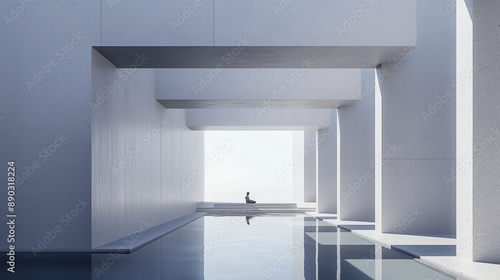 Poster minimal and surreal architecture 3d render