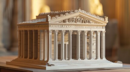 Obraz premium Generate a photo realistic image of a maquette illustrating the restoration of a historical monument or architectural landmark; ensure the image is of high resolution for clear and detailed quality,