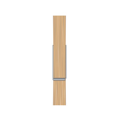 Wooden Clothespin for Laundry, Front View. Vector isolated illustration of Clothes peg.