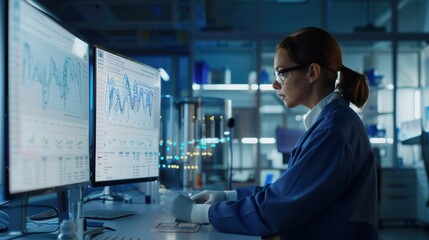 The scientist analyzing data