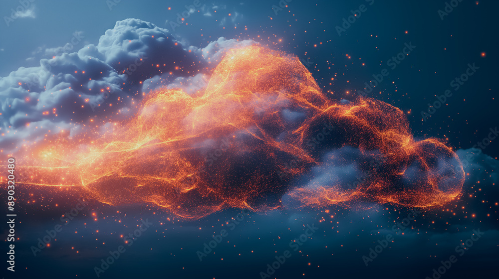 Poster tech background featuring abstract digital art of cloud computing security, modern and ideal for bes