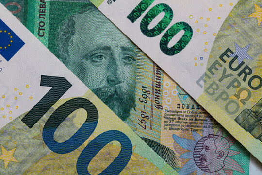 Bulgarian lev and Euro banknotes
