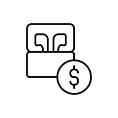 Wireless earbuds outline icons, minimalist vector illustration ,simple transparent graphic element .Isolated on white background